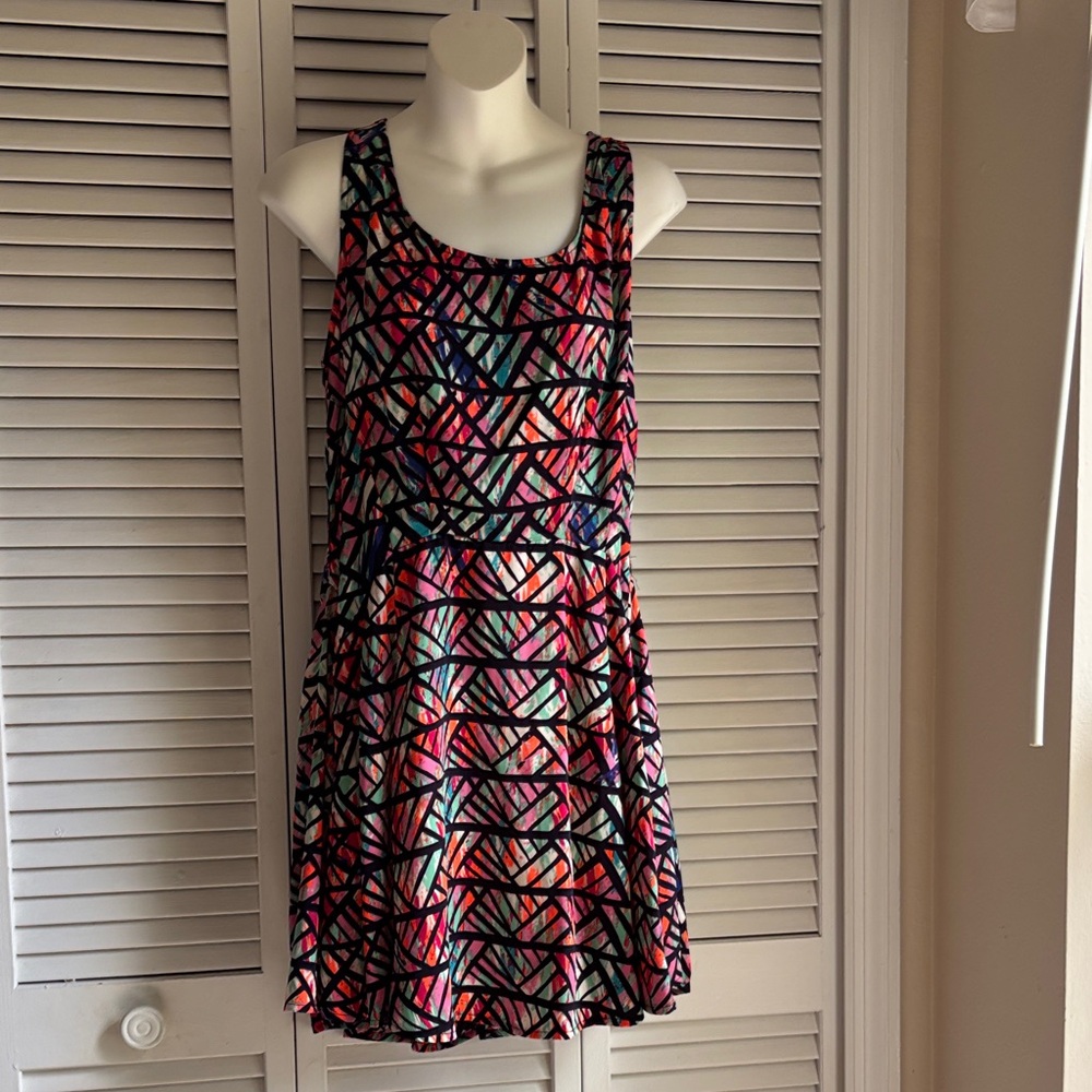 Vintage BeBop NWT Navy Geometric Print Tank Dress sz L